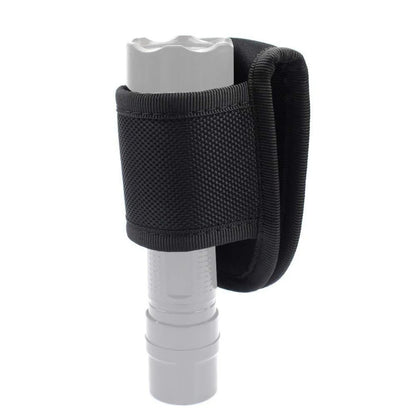 Nylon Weave Flashlight Pouch - PU Leather Duty Belt Holster Open Top Holder for D Cell & Compact Flashlights