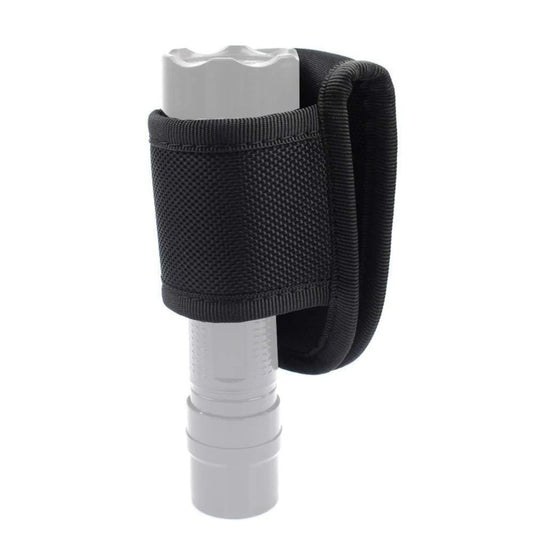 Nylon Weave Flashlight Pouch - PU Leather Duty Belt Holster Open Top Holder for D Cell & Compact Flashlights