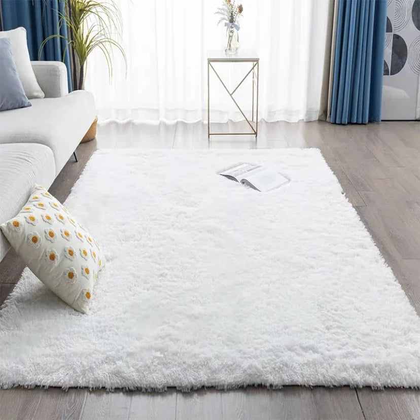 Gray Plush Velvet Area Rug – Soft Fluffy Anti-Slip Carpet for Living Room, Bedroom, Kids Room & Home Decor