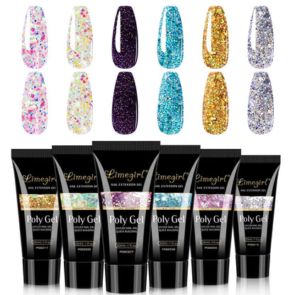 LIMEGIRL 30ml Nail Extension Gel – Glitter Soak-Off Acrylic UV Poly Gel for Quick Nail Build & Manicure