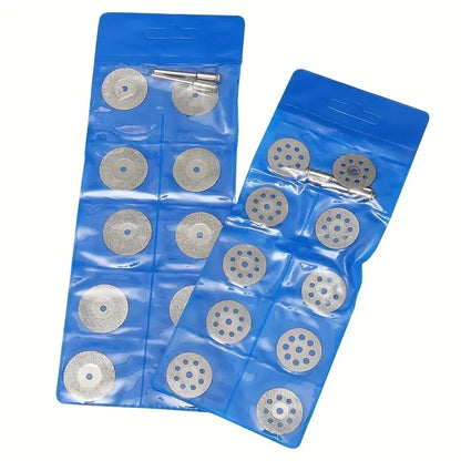 Diamond Cut Off Rotary Tool Discs: 10Pcs 16-30mm Mini Sharp with Hole for Dremel - DIY Accessories with 2Pcs Rod