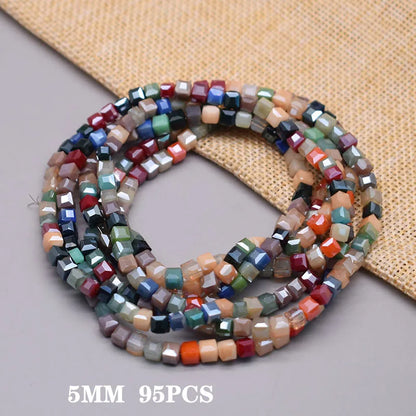 Pink Czech Glass Crystal Beads - 3mm 4mm 5mm Cube Square Candy Seed Beads for DIY Jewelry Making Charms