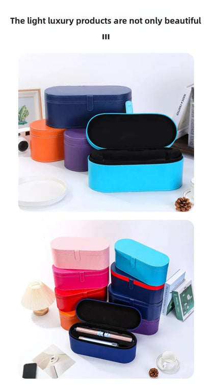 Dyson Hairdryer & Curling Iron PU Leather Storage Box – Round Circular Household Appliance Container