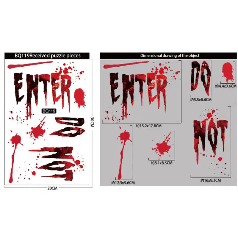 Horror Bloodstain Wall & Window Stickers – Handprint, Footprint & Skull Halloween Decorations 2024