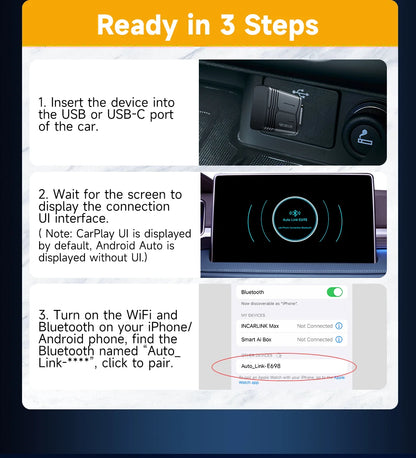2025 HEYINCAR 2-in-1 Wireless Android Auto & CarPlay Adapter – Plug and Play for Kia, Volvo, Audi, MG, VW, Hyundai, Jeep