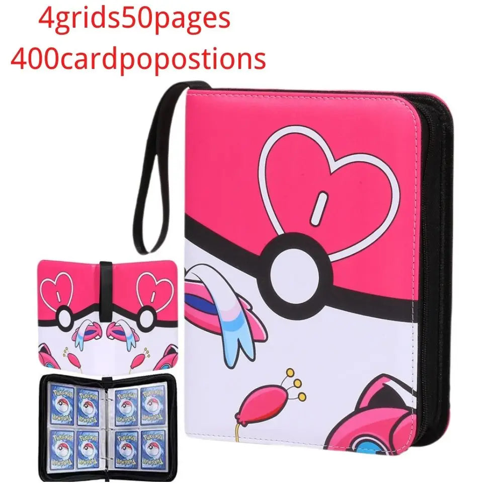 Pokemon Trading Card Binder – Custom Collection Holder with 50 Sleeves, 400 Pockets for Cards