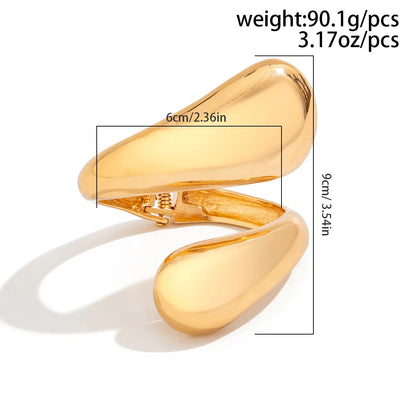 KMVEXO Wide Metal Chunky Bangles – Gold & Silver Waterdrop Open Cuff Bracelet for Women