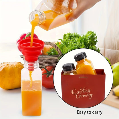 Clear Leak-Proof Juice Bottles - Portable Plastic Drink Containers for Smoothies, Milk, Homemade Beverages & Travel