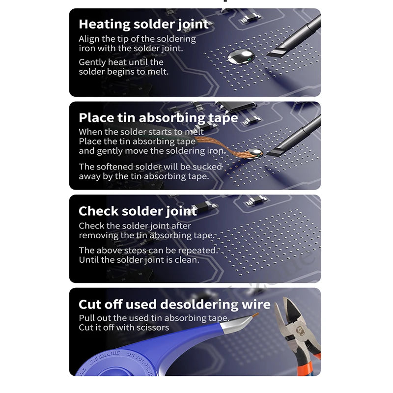 MECHANIC SR20 Desoldering Wick - Anti-Scald Solder Removal Wire Strip Tool for Electronic Repair