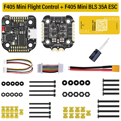 SpeedyBee F405 Mini Stack FC + BLS 35A V2 4-in-1 ESC — 20x20, Dual BECs, 3–6S for FPV Racing