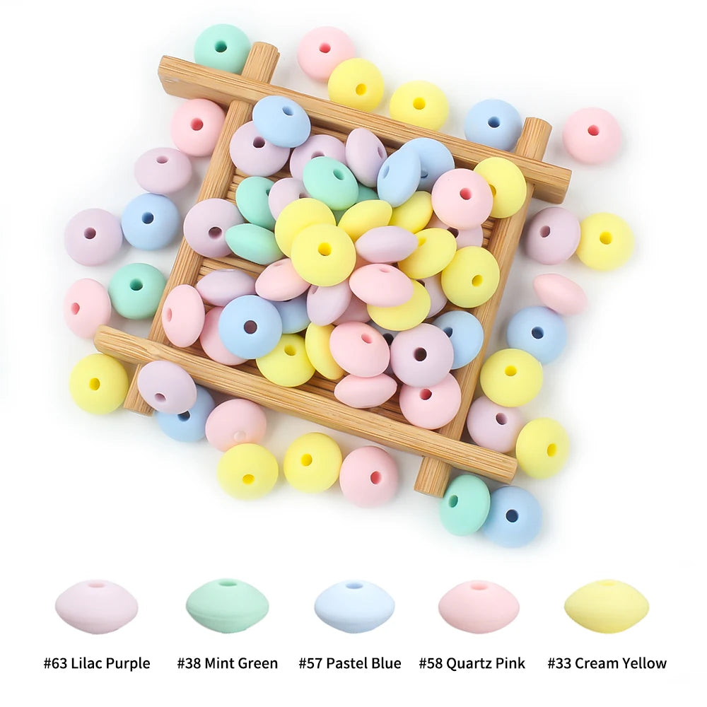 12mm Silicone Lentil Abacus Beads 50/100PCS – DIY Loose Focal Beads for Jewelry, Bracelets, Necklaces & Keychains