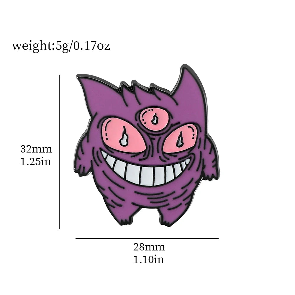 Gengar Cartoon Enamel Brooch — Anime Lapel Pin for Backpack Accessories, Fan Collection & Jewelry Gift