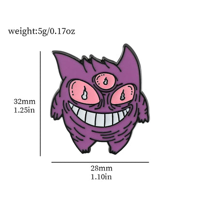 Gengar Cartoon Enamel Brooch — Anime Lapel Pin for Backpack Accessories, Fan Collection & Jewelry Gift