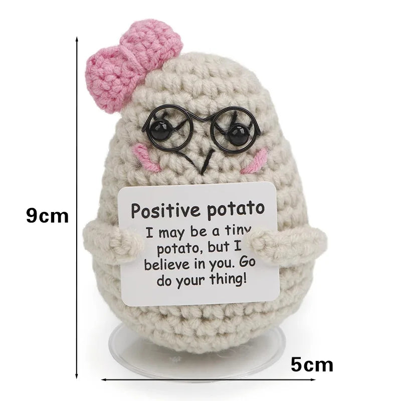 Positive Energy Crochet Doll — Handmade Knitted Plush Potato, Plant, Avocado, Bee & Animal Pocket Hug Emotional Support Gift