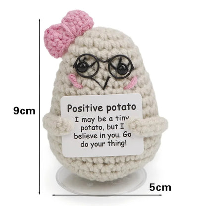 Positive Energy Crochet Doll — Handmade Knitted Plush Potato, Plant, Avocado, Bee & Animal Pocket Hug Emotional Support Gift