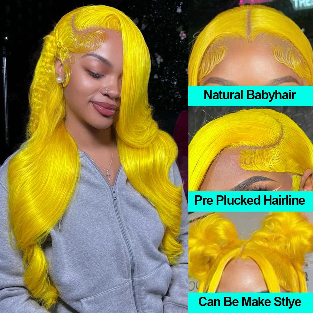 Light Yellow 613 HD Lace Frontal Wig – 13x6 Transparent Lace, Body Wave 200% Density Human Hair Wig for Women