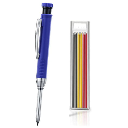 Carpenter Mechanical Pencil Set - 2.8mm Solid Woodworking Pencil With Sharpener & 3 Color Refills For Construction Tools