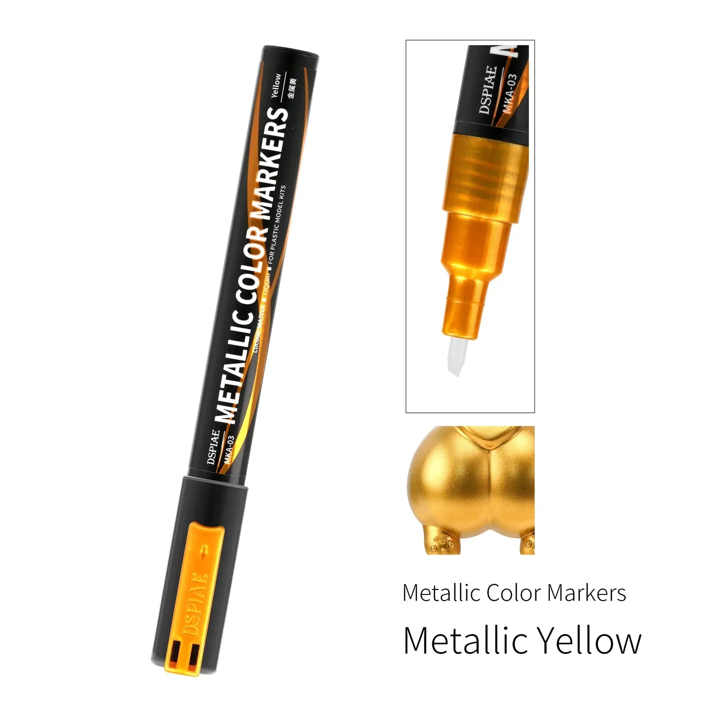 DSPIAE MKA Super Metallic Brush Pen – 12 Water-Based Colors with Soft Tip for Gundam & Mecha Model DIY Hobby