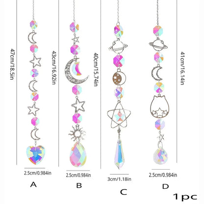 Galaxy Stars Moon Crystal Hanging Sun Catcher - AB Color Wall Decoration for Outdoor Garden, Home, Bedroom, and B & B