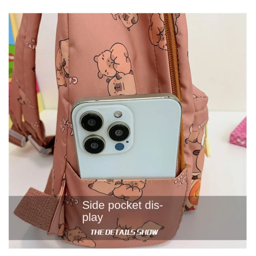 Cute Capybara Backpack | Large Capacity, Breathable Nylon Schoolbag for Students, Women & Girls, Ultra-Light Book Bag