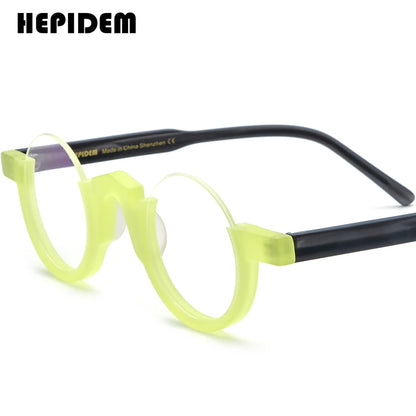 FONEX HEPIDEM Acetate Eyeglass Frames - Retro Round Vintage Eyewear for Men & Women