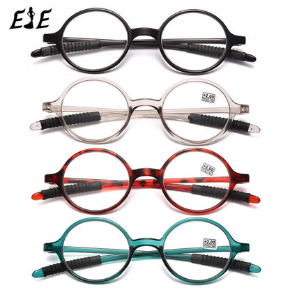 Retro Round Reading Glasses for Women & Men, Ultra-Light Fashion Clear Lens Presbyopia Eyewear +1.0 to +4.0 Magnifying Glasses