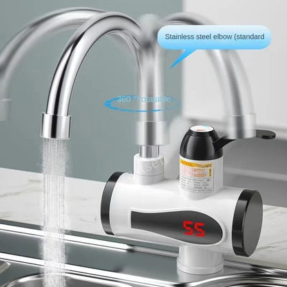 Electric Instant Kitchen Water Heater Faucet — Tankless Hot & Cold Heating Tap