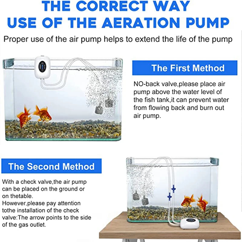 4800mAh USB Aquarium Air Pump - Portable & Ultra Silent Fish Tank Compressor for Indoor/Outdoor Use