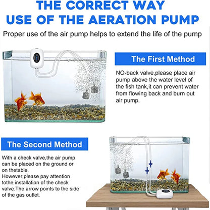 4800mAh USB Aquarium Air Pump - Portable & Ultra Silent Fish Tank Compressor for Indoor/Outdoor Use