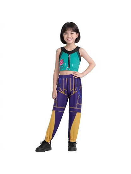 Kpop Rumi Zoey Mira Party Girls Demon Hunters Cosplay – Jacket and Shorts Outfit for Kids’ Halloween and Singer Costume