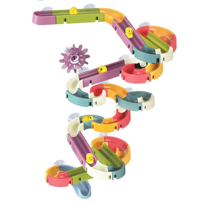 Baby Duck Bath Track Toy Set - DIY Stackable Marble Slide Water Game Toy for Kids Bathtub Fun Gift