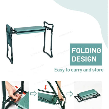 Foldable Garden Kneeling Stool & Tool Kit – Portable Gardening Seat & Kneeling Pad for Outdoor Planting