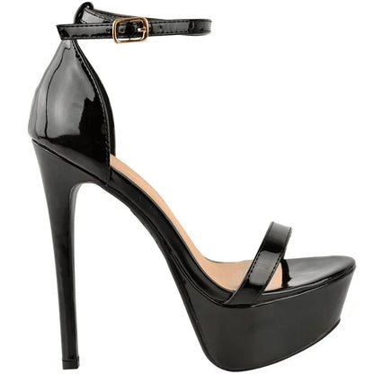 Women’s Red High Heel Sandals – 14cm Open Toe Ankle Strap Patent Leather Party & Wedding Shoes