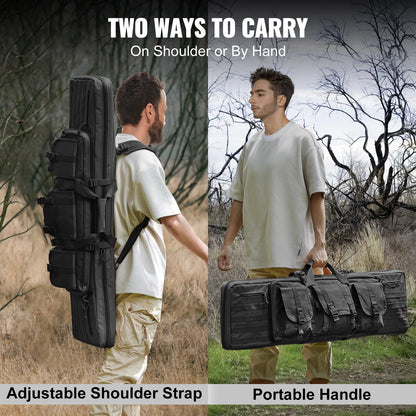 VEVOR Tactical Double Rifle Bag – 36/42" Soft Gun Case with Lockable Zipper for Two Rifles & Pistols