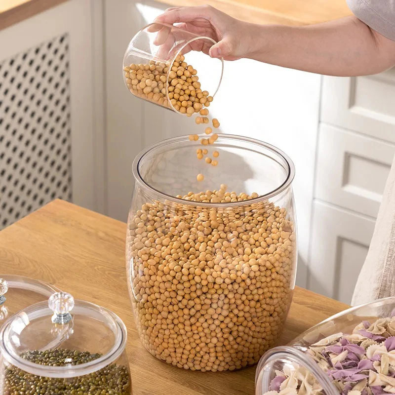 Plastic Food Storage Jar with Airtight Lid - 2.2/3.8/6.5L Flour, Grains, Candy & Cookie Canister