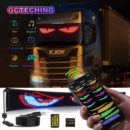 Demon Eyes Car LED Logo — APP-Controlled Pixel Matrix Night Light, Programmable Flexible LED Display for Cars & Trucks