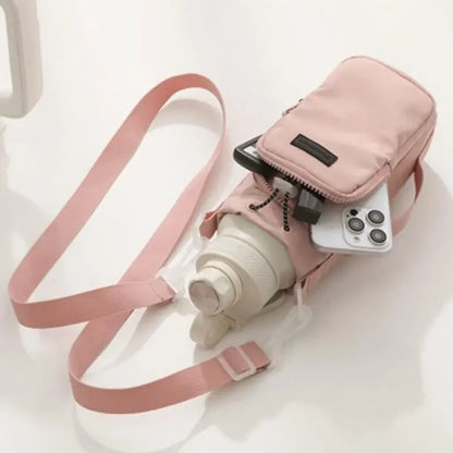 Unisex Water Bottle Carrier Bag with Strap – Insulated Crossbody Sling with Phone Pocket for Travel & Outdoor Use