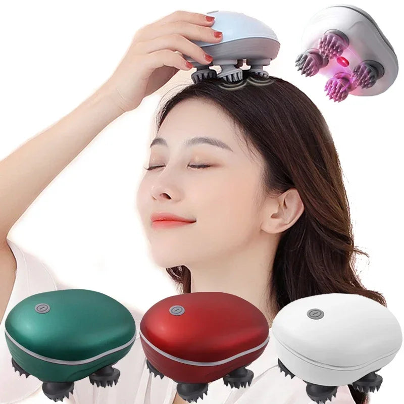 Electric Scalp Massager with Red Light Therapy – Antistress Body Massage Tool for Muscle Tension & Tiredness Relief