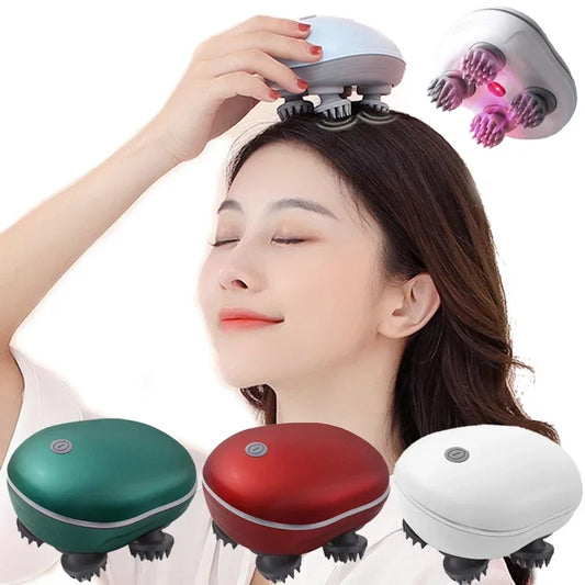Electric Scalp Massager with Red Light Therapy – Antistress Body Massage Tool for Muscle Tension & Tiredness Relief