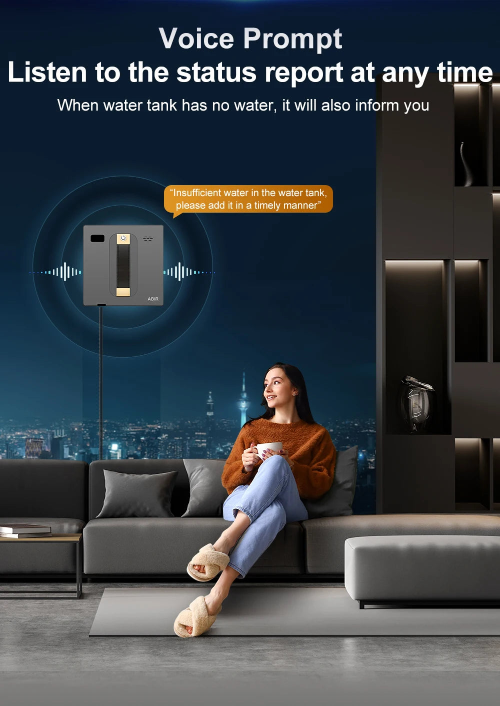 ABIR WD8 Robot Window Vacuum Cleaner – Dual Ultrasonic Spray, APP & Remote Control, Smart Home Glass Mop & Auto Wall Cleaning Robot