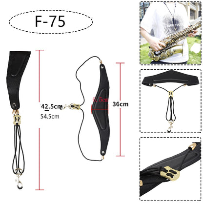 Saxophone Neck Strap - Adjustable Leather Universal Fit for Soprano, Alto, Tenor Sax with Secure Closed Hooks