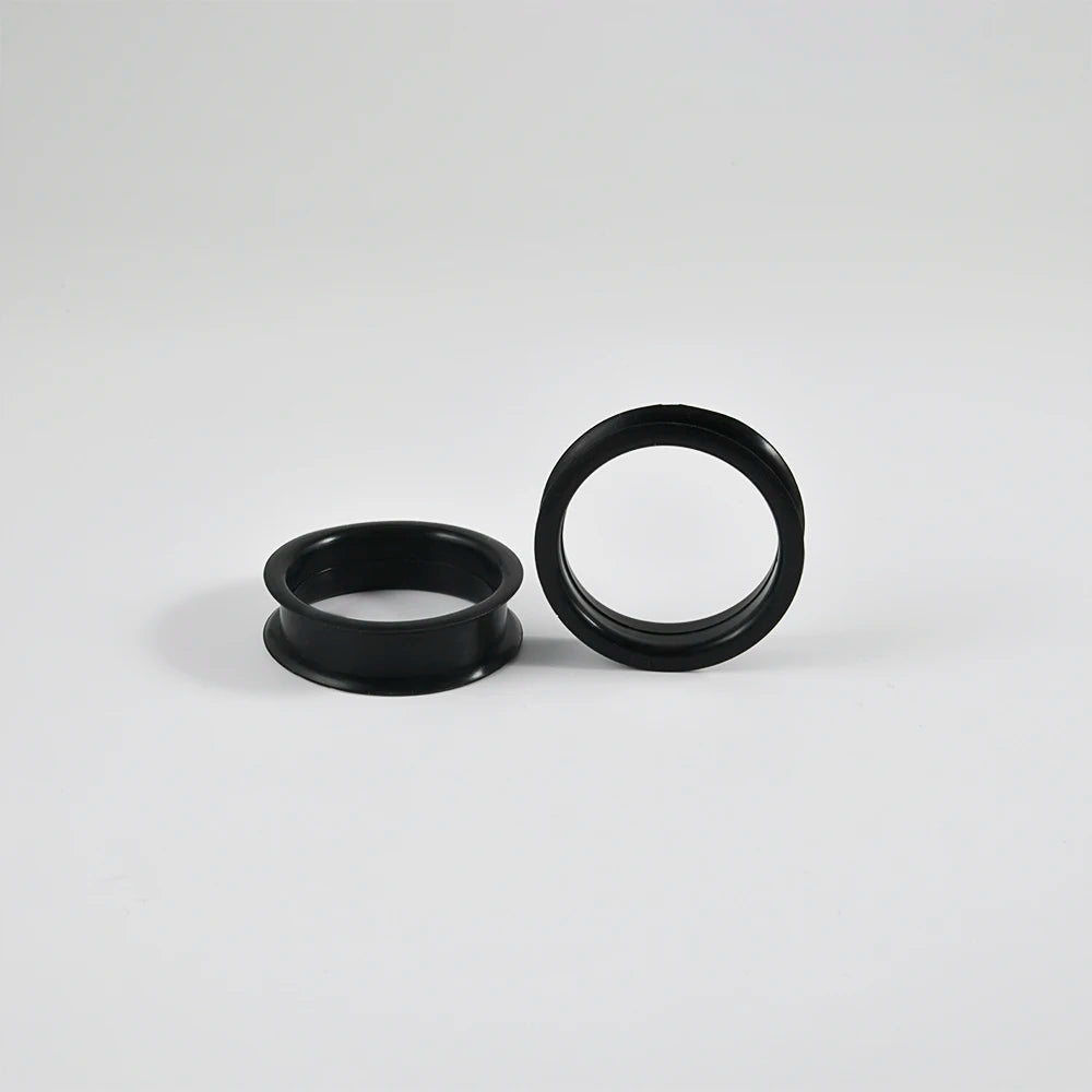 Pair of Supersize Black Silicone Double Flared Ear Tunnel Plugs — Flesh Gauge Expander Stretchers for Piercing
