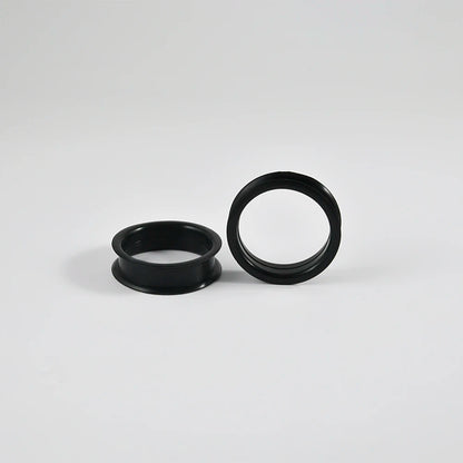 Pair of Supersize Black Silicone Double Flared Ear Tunnel Plugs — Flesh Gauge Expander Stretchers for Piercing