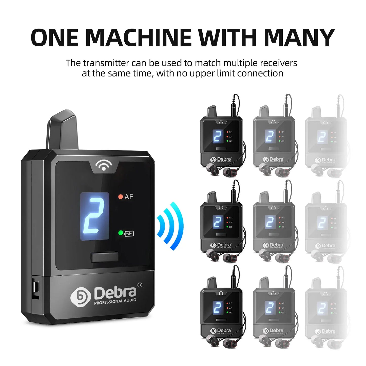 Debra Portable UHF IEM Wireless In-Ear Monitor System – Rechargeable Audio Mini for Music, Live Broadcast & Audio Monitoring