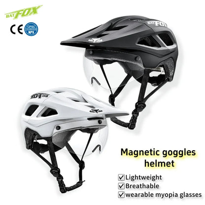 BATFOX Bike Helmet with Magnetic Goggles – MTB Road & Mountain Cycling Safety Helmet for Outdoor Sports, Scooter & Bicycle Protection Gear