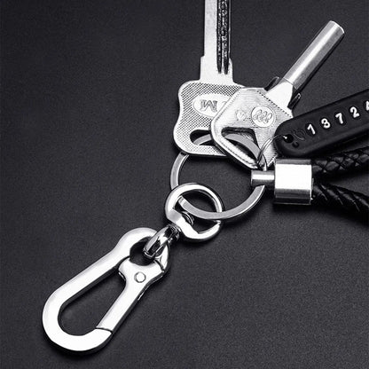 Trendy DIY Mobile Phone Number Plate Keychain - Punk Leather Rope Car Keychain for Men, Anti-Lost Accessory