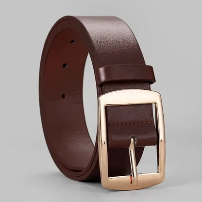 New Luxury Men’s PU Leather Belt – High-Quality Metal Pin Buckle Designer Waist Strap for Jeans, Plus Size