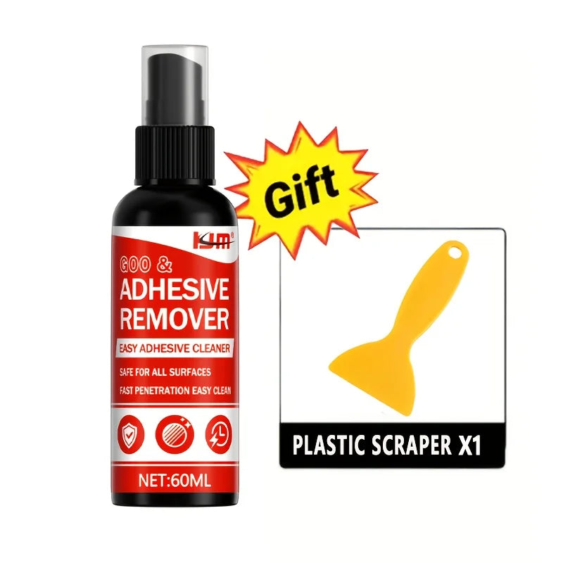 KJM Glue Remover Spray - Fast Adhesive Residue Cleaner for Wall Hooks, Double-Sided Tape, Car Decals, and Stickers
