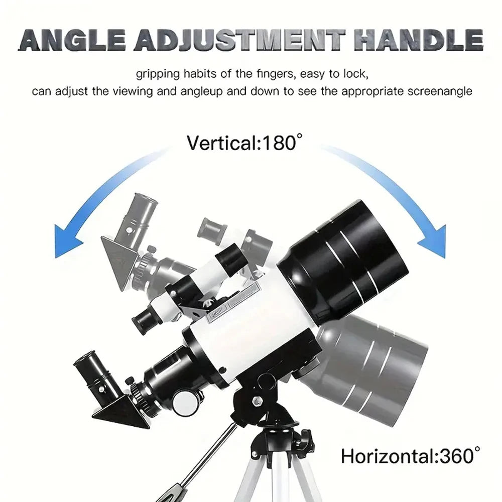 150X Astronomical Telescope – 70mm Refractor Portable Travel Scope with Phone Adapter & Wireless Remote