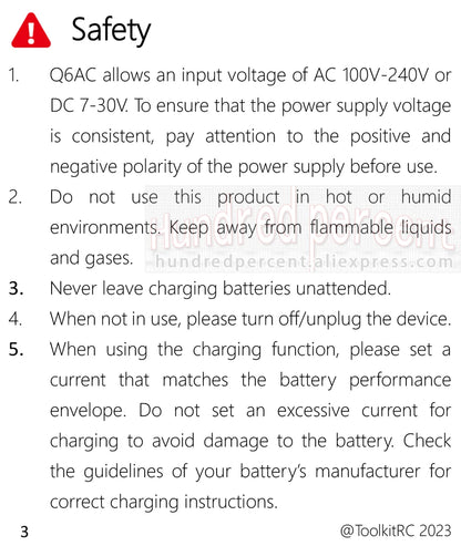 ToolkitRC Q6AC Charger — AC 400W/DC 1000W 4CH with USB A/Type-C, LiPo 1-6S, NiMH 1-16S, PB 1-10S, IPS Display
